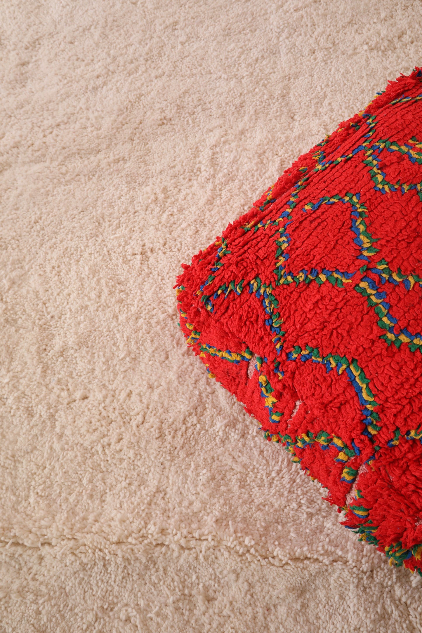 Red Living room handmade rug pouf