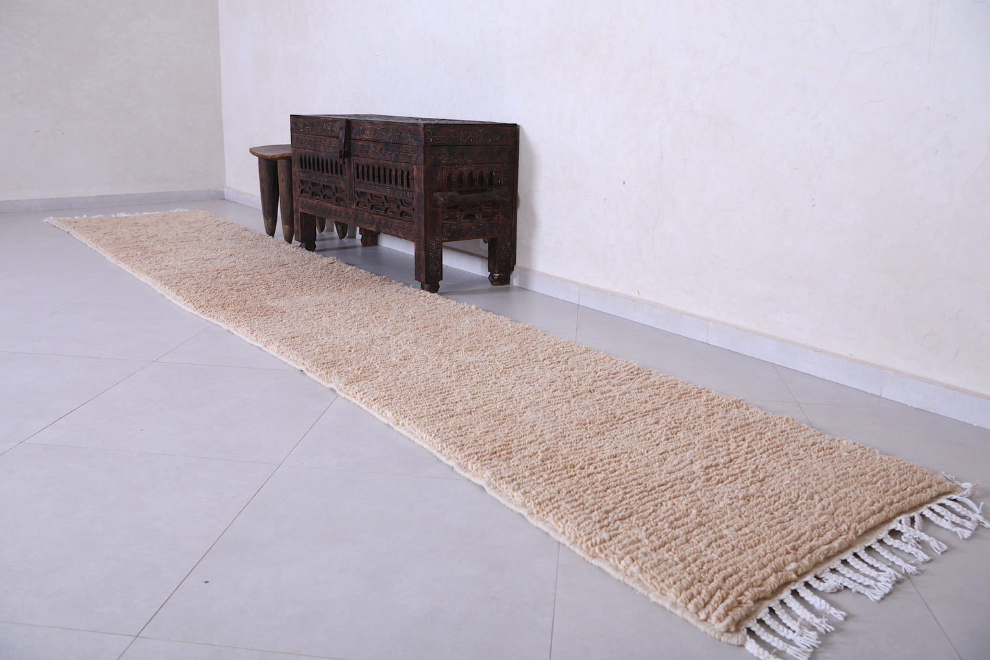 Handmade Moroccan Rug Runner - Custom Solid Hallway Rug