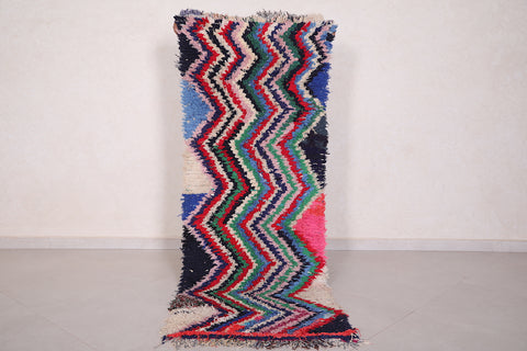 Vintage moroccan colorful runner rug 2.4 FT X 6.5 FT
