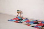 Hand knotted Boucherouite rug 3 X 7.2 Feet
