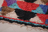 Hand knotted Boucherouite rug 3 X 7.2 Feet