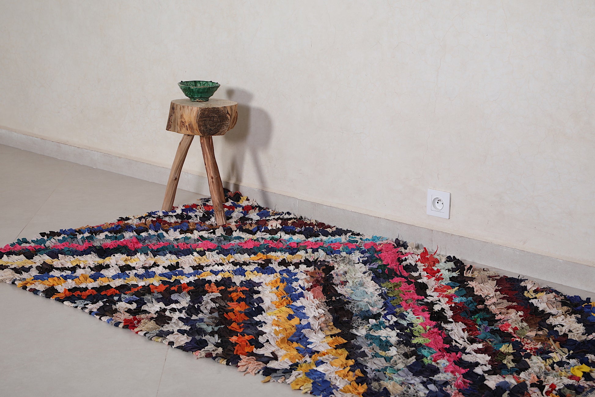 Boucherouite Runner rug 3.4 X 6.4 Feet