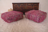 Two moroccan poufs ottoman in pink color