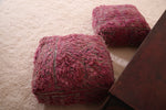 Two moroccan poufs ottoman in pink color
