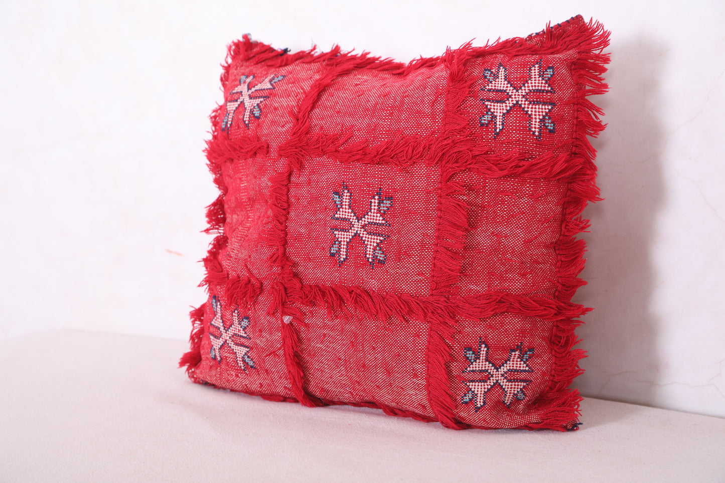 Moroccan Pillow Red 16.1 INCHES X 16.1 INCHES