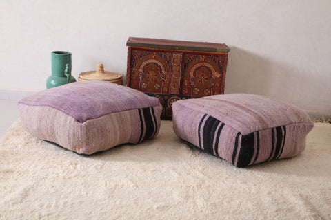 Two Stunning Purple  Moroccan Kilim Poufs