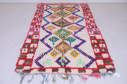 Vintage colorful handmade moroccan azilal rug 4.5 X 8.1 Feet