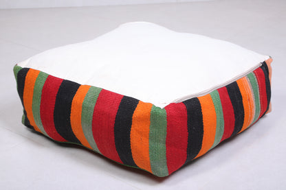 Two Colorful vintage berber rug poufs ottoman
