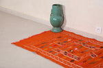 Orange Moroccan kilim rug 3 FT X 4.6 FT