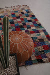 Vintage Checkered Boucherouite rug 3.6 x 6.6 Feet