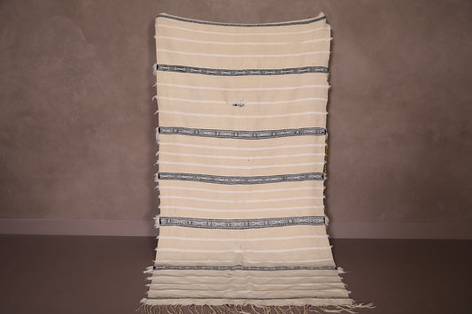 Natural Handwoven Moroccan Cotton Throw Blanket with Chocolate