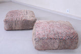 Two vintage moroccan handmade ottoman rug poufs