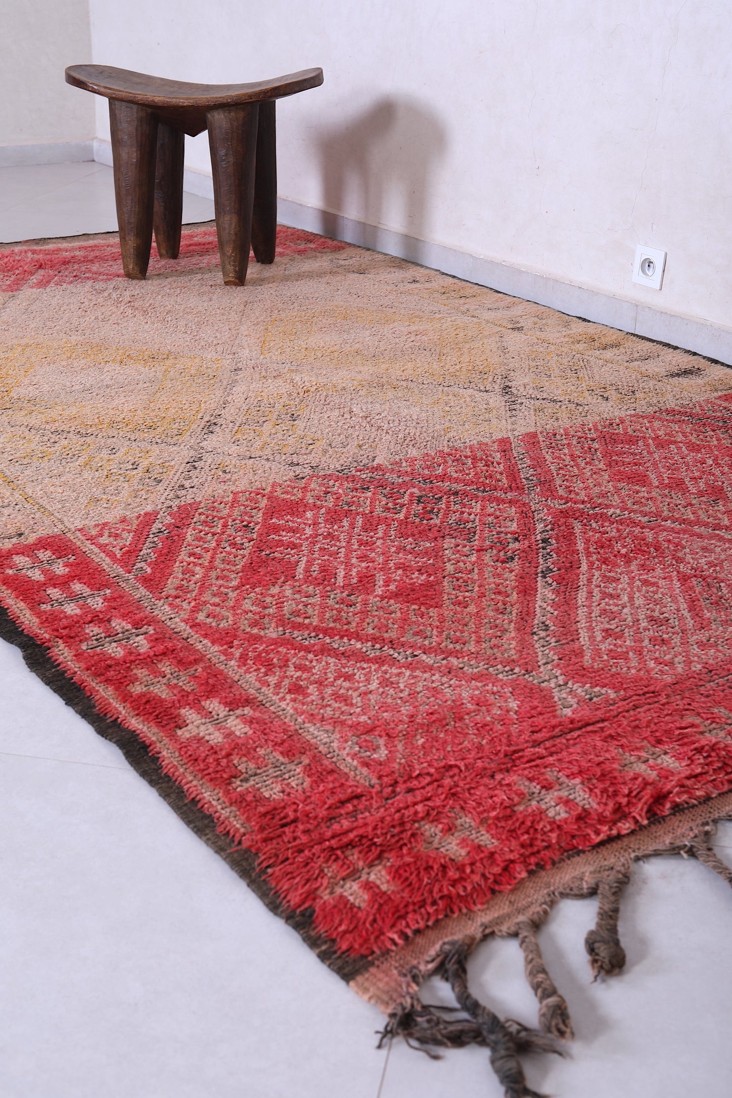 Vintage red moroccan rug 5.7 X 10 Feet