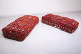 Two moroccan red pouf ottoman - Long poufs