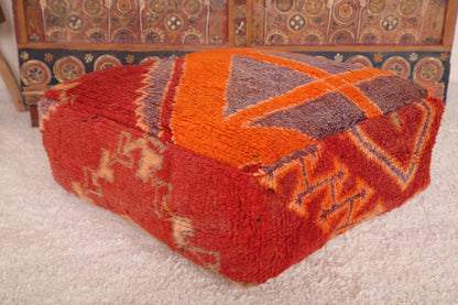 Vintage handmade berber ottoman azilal rug pouf
