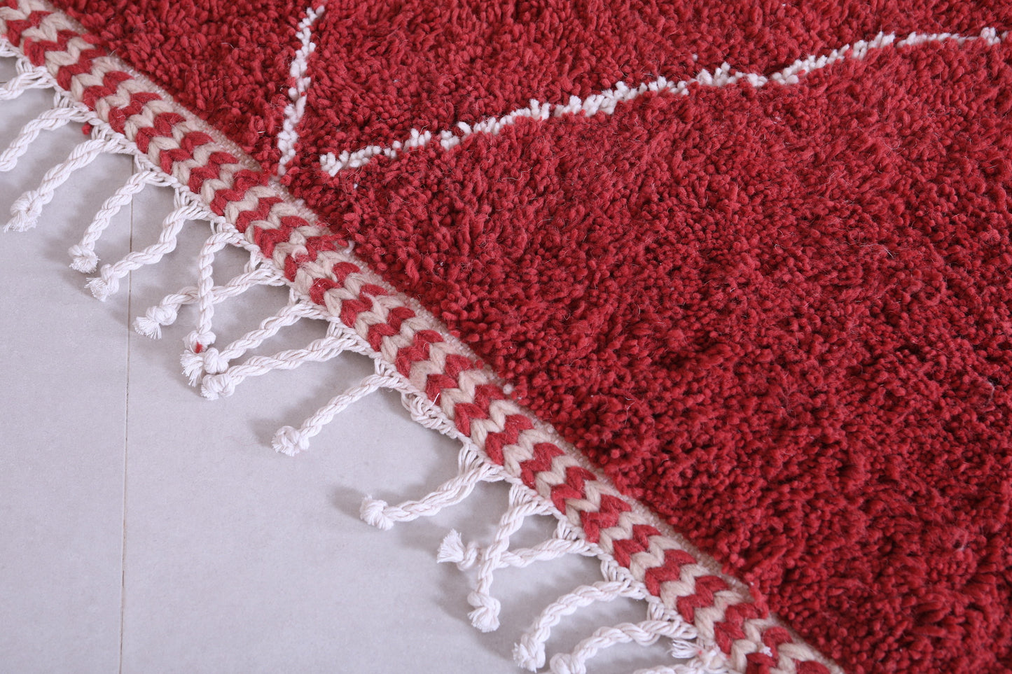 Handmade red berber Rug - Moroccan all wool rug - Custom Rug