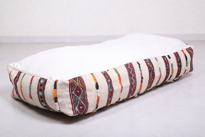 Two Long Moroccan pouf ottoman , Striped rug