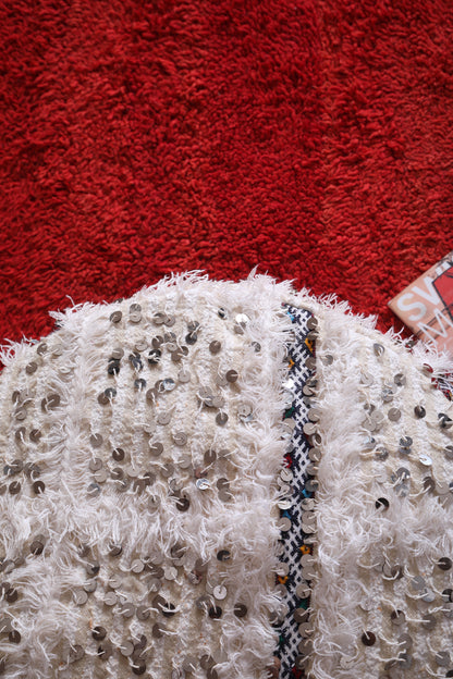 Round Moroccan handwoven kilim rug pouf