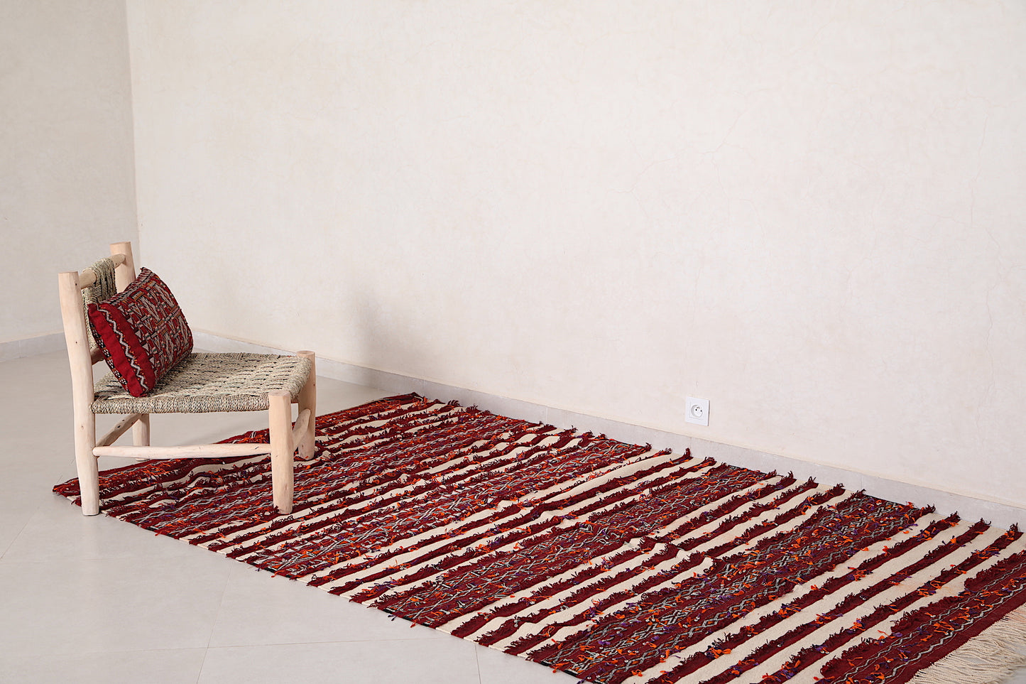 Berber Handira Stripe Moroccan kilim 5 FT X 8.4 FT