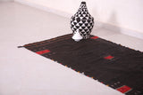 Vintage berber carpet 3 ft x 5.3 ft, black rug