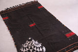 Vintage berber carpet 3 ft x 5.3 ft, black rug
