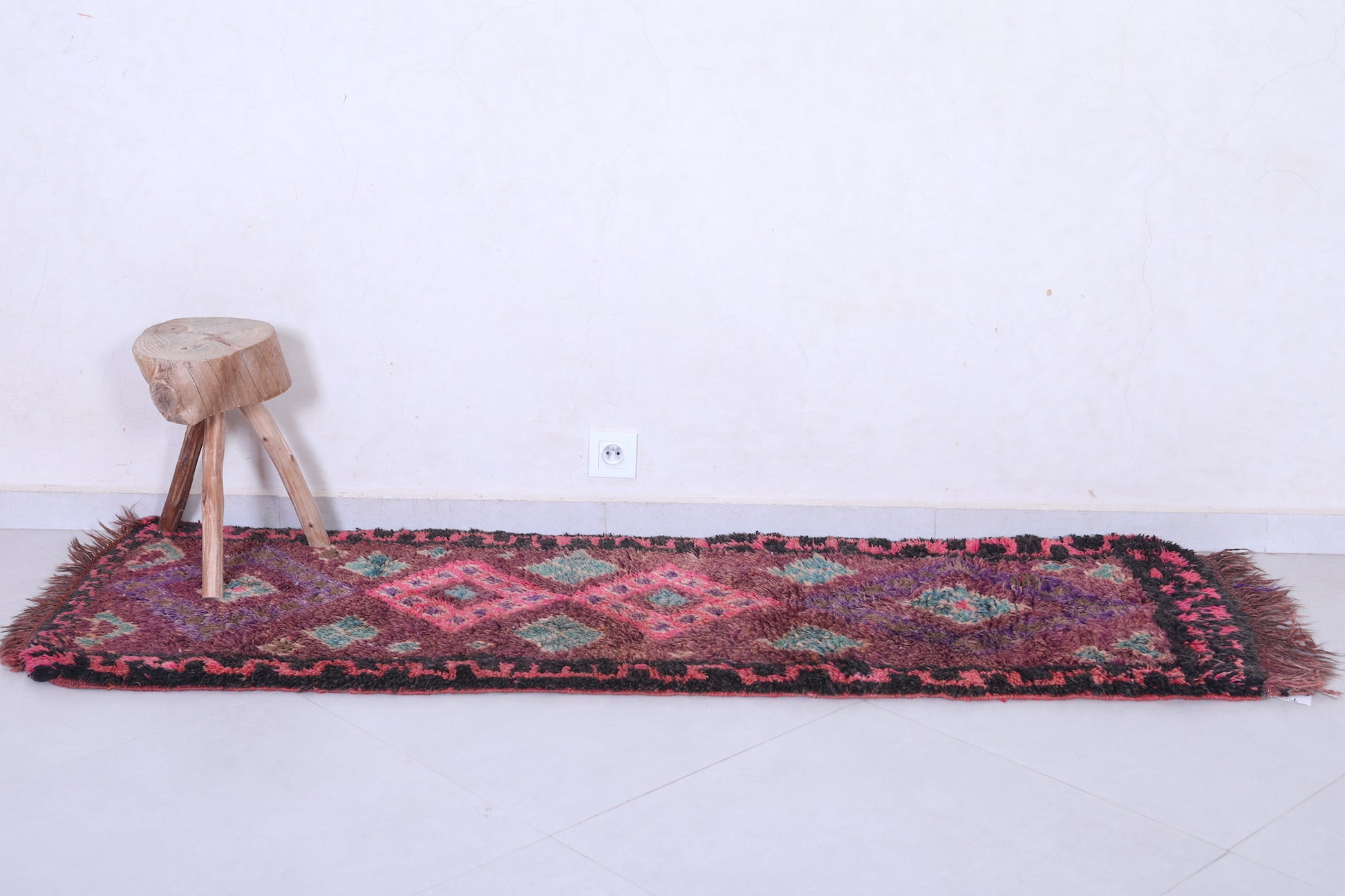 Vintage handmade moroccan berber runner rug 2.1 FT X 6.4 FT
