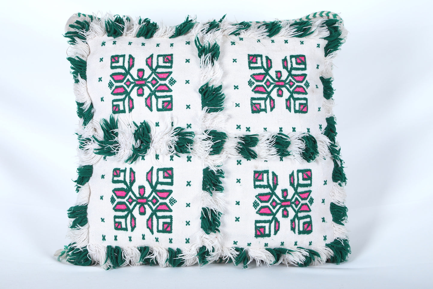 White & Green Moroccan pillow 20.4 INCHES X 20.8 INCHES