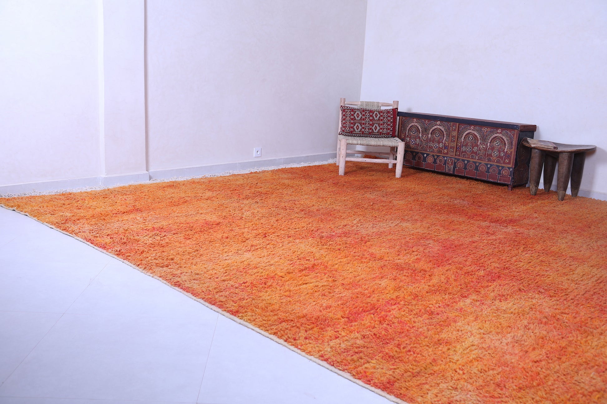 Custom orange handmade rug - Moroccan berber carpet