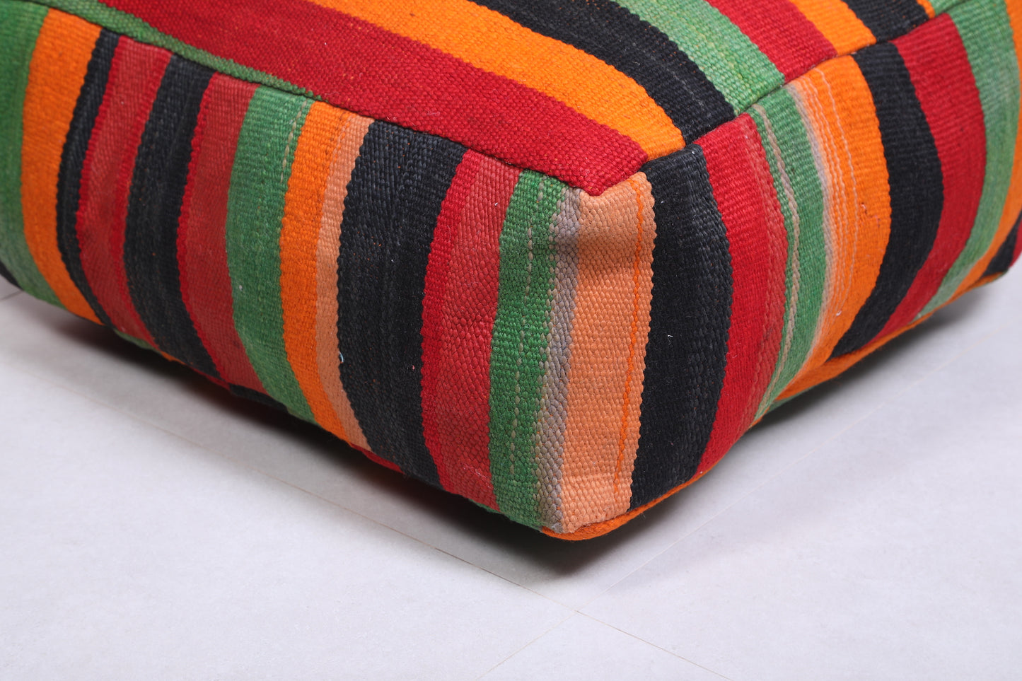 Two Moroccan colorful handmade poufs for sale