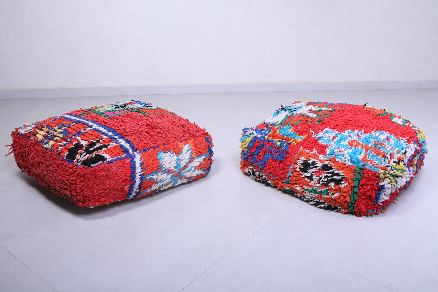 Two moroccan decor azilal red pouf
