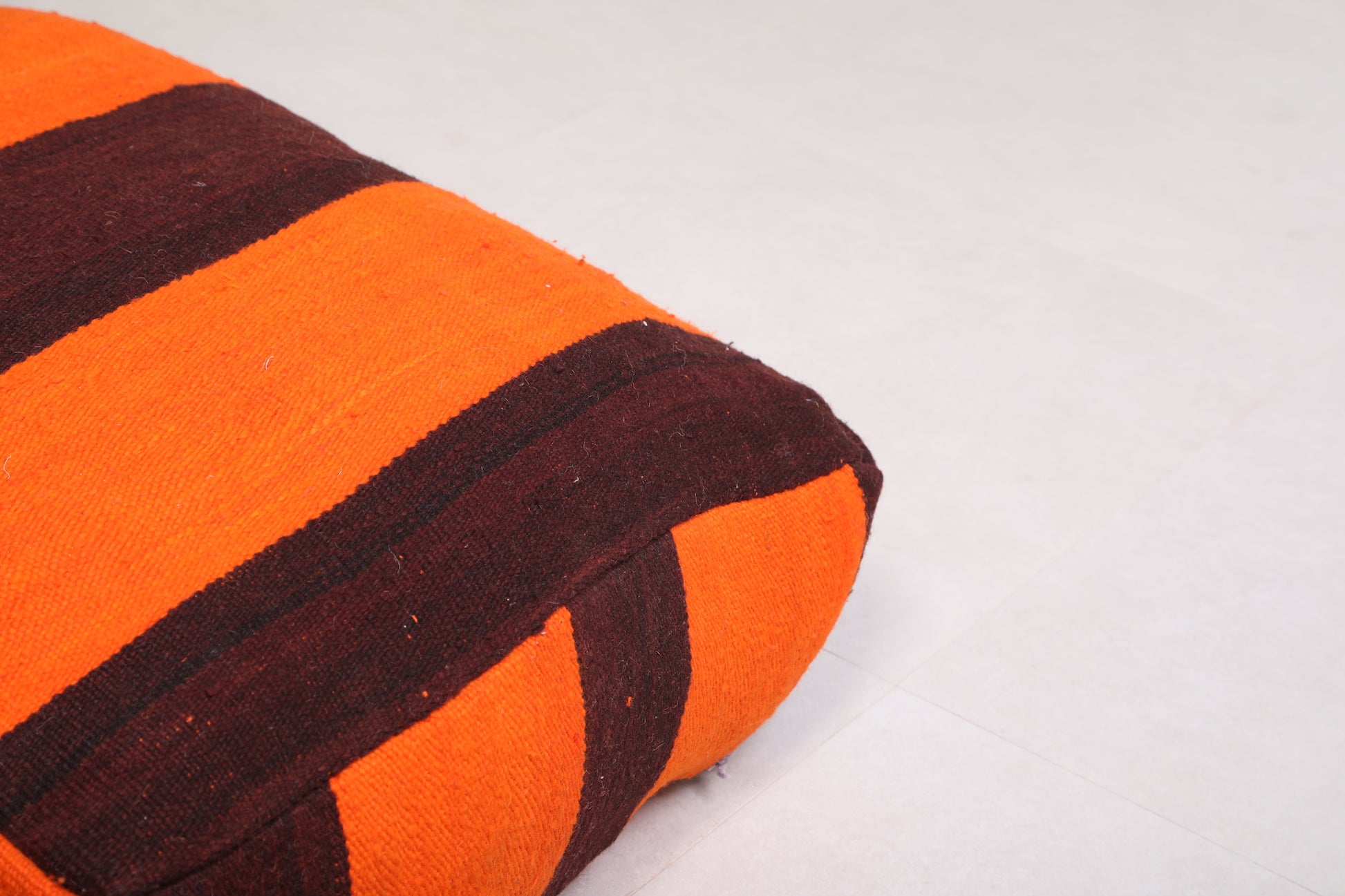 Orange Kilim berber handmade Ottoman pouf