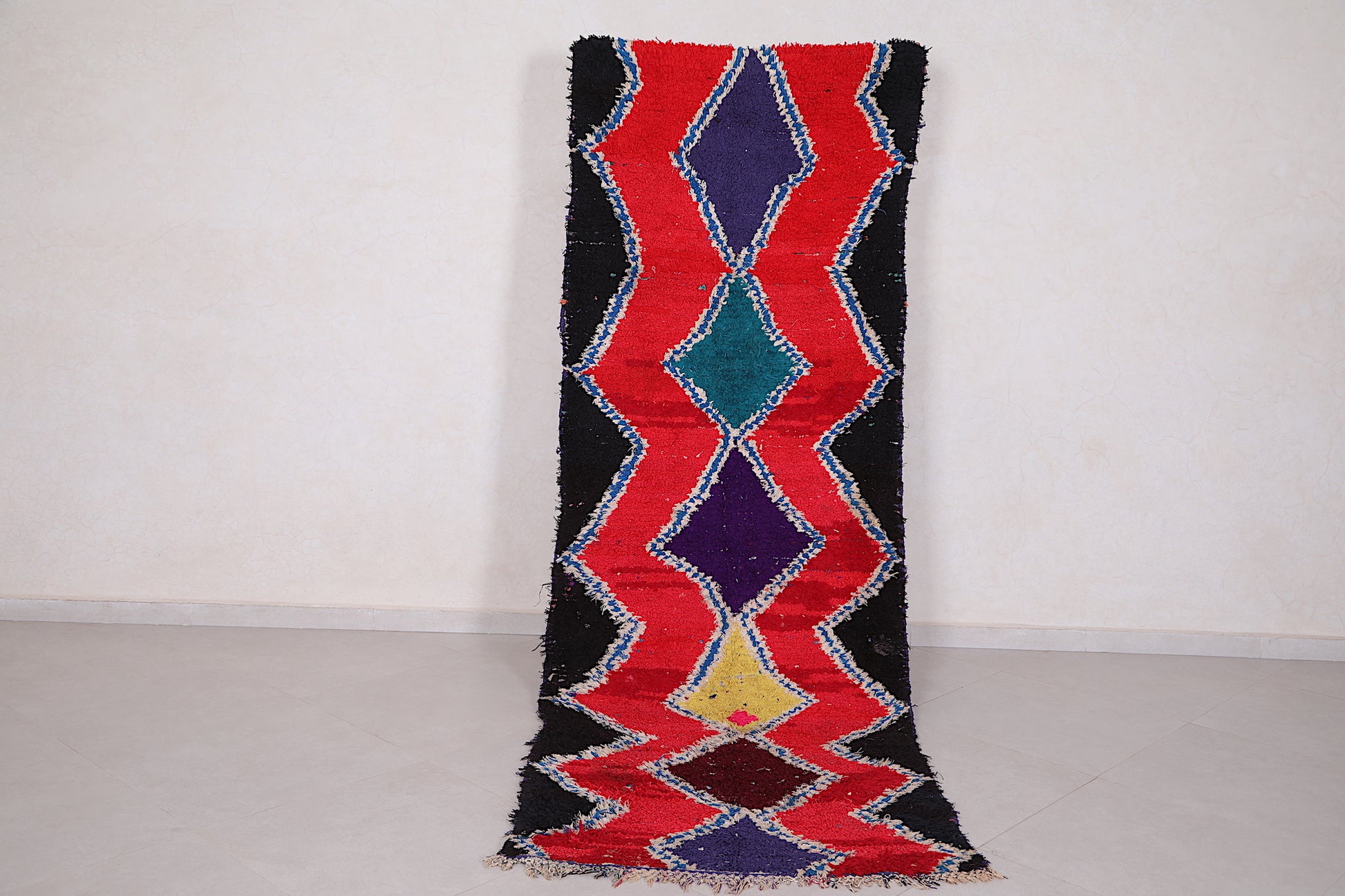 Boucherouite Runner rug 3.2 x 9.4 Feet