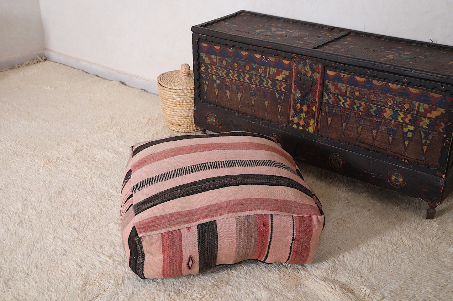 Moroccan Berber Floor woven Pouf for Seating