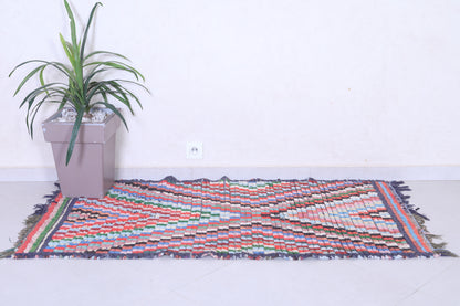 Vintage handmade moroccan berber runner rug 2.7 FT X 5.3 FT