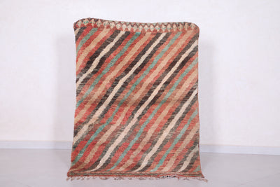 Vintage Moroccan Rug 3.3 x 4.6 ft | Diagonal Striped Design - moroccan rug