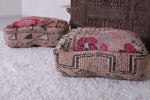 Two Moroccan handmade berber ottoman poufs