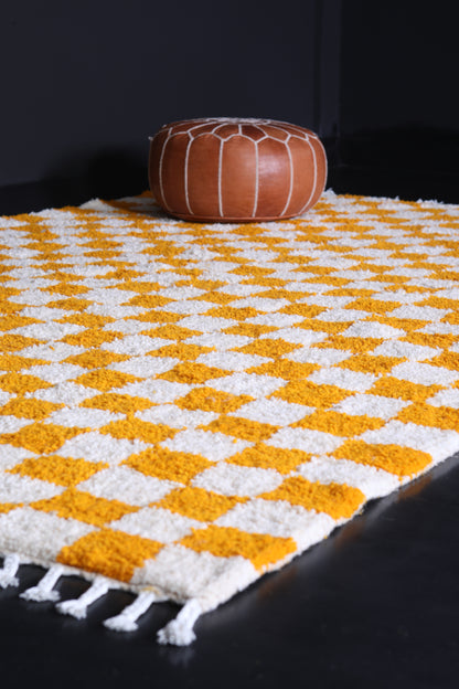 Yellow Checkered rug - Moroccan checkered rug - Yellow rug