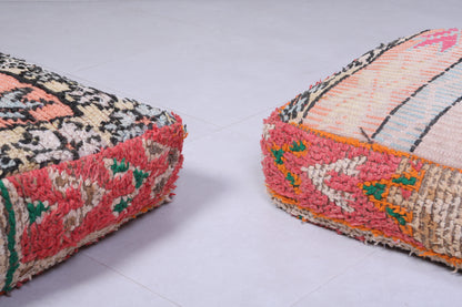 Two moroccan azilal handmade berber pouf