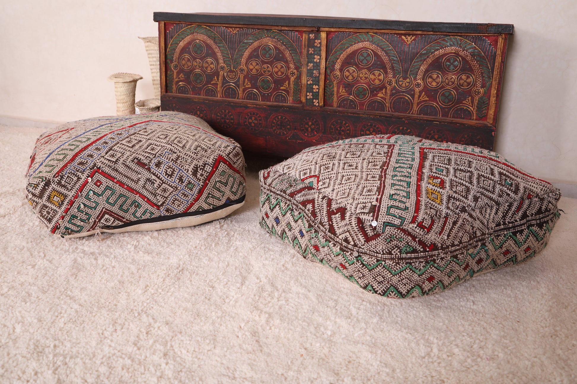 Two Vintage Ottoman Poufs for sale