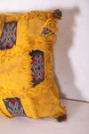 Vintage berber pillow yellow cover sqaure 18.5 INCHES X 18.8 INCHES