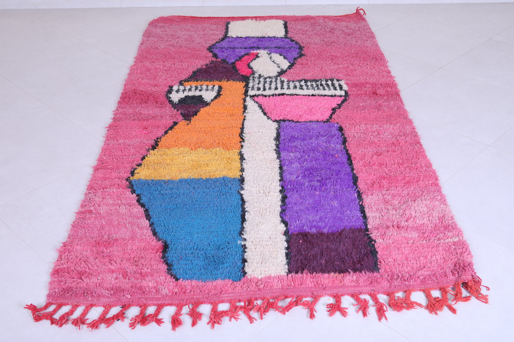 Vintage handmade moroccan contemporary rug 4.7 FT X 8.4 FT