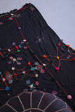 Berber black handwoven fabric 3.7 FT X 6.5 FT