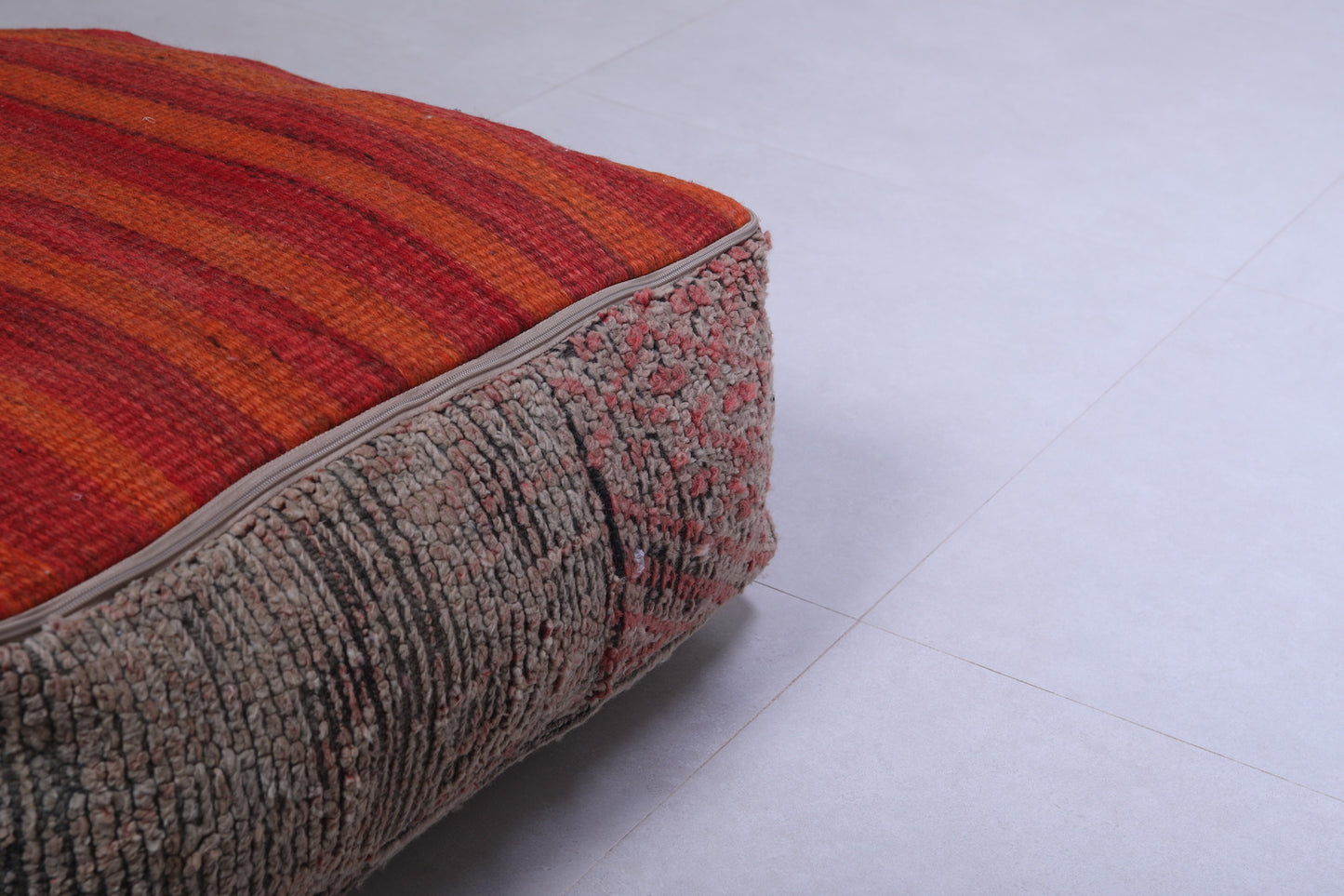 Two moroccan handmade berber rug poufs