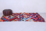 Colorful Shaggy Moroccan Chess Rug 3.8 X 7.5 Feet