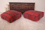 Two Moroccan decorative red poufs ottoman