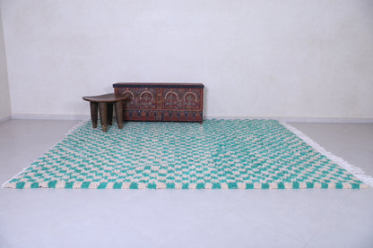 Moroccan berber rug - green Checkered handmade rug - Custom Rug
