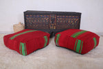 Two Handmade Moroccan Red berber Poufs