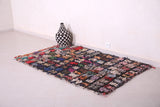 Multicolored Moroccan Boucherouite rug 3.7 x 6.1 Feet