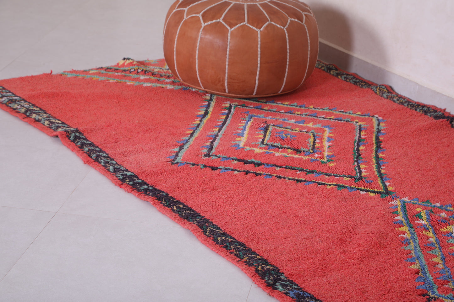 Red Moroccan Rug 4.1 X 7.4 Feet