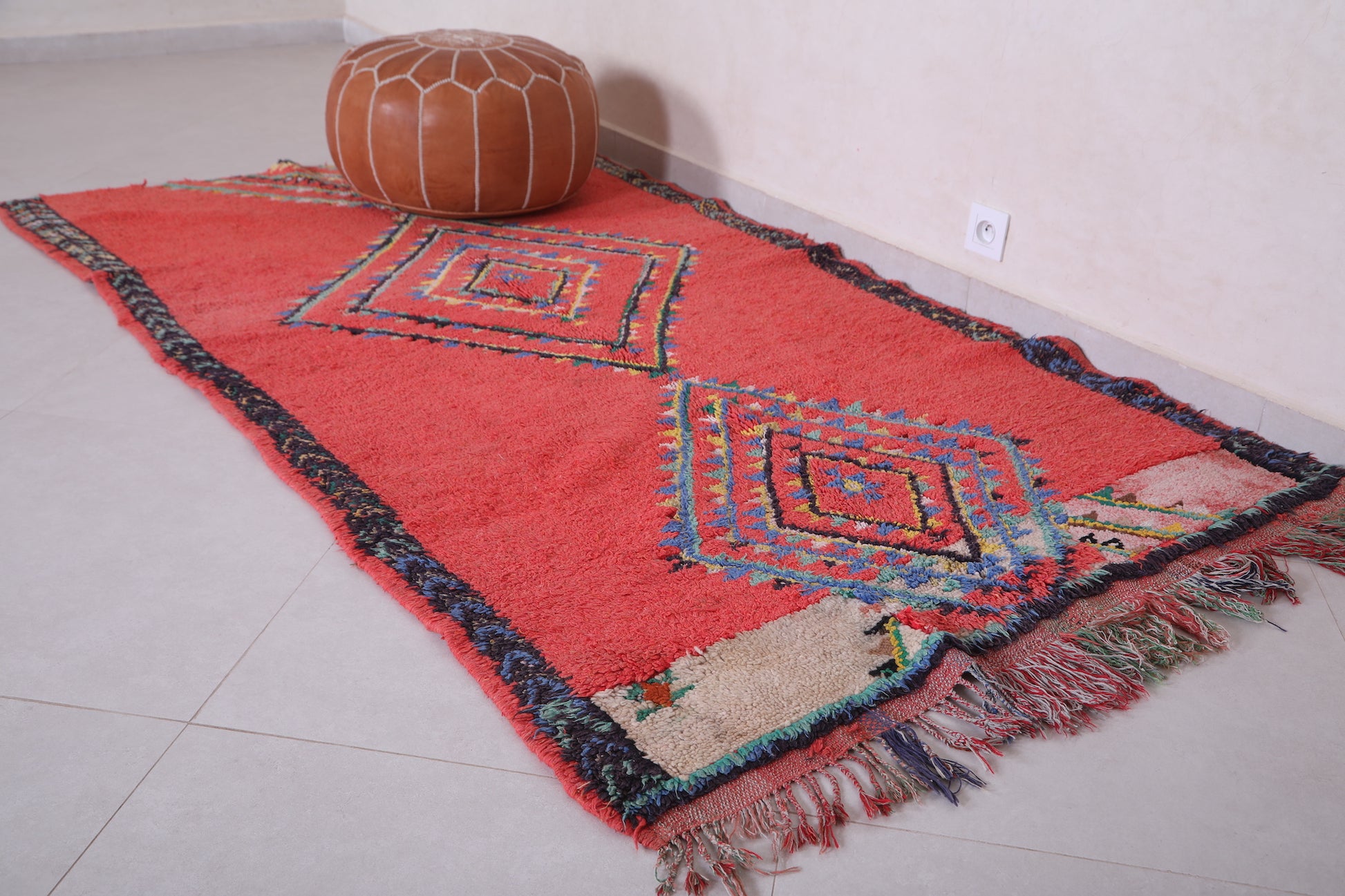 Red Moroccan Rug 4.1 X 7.4 Feet